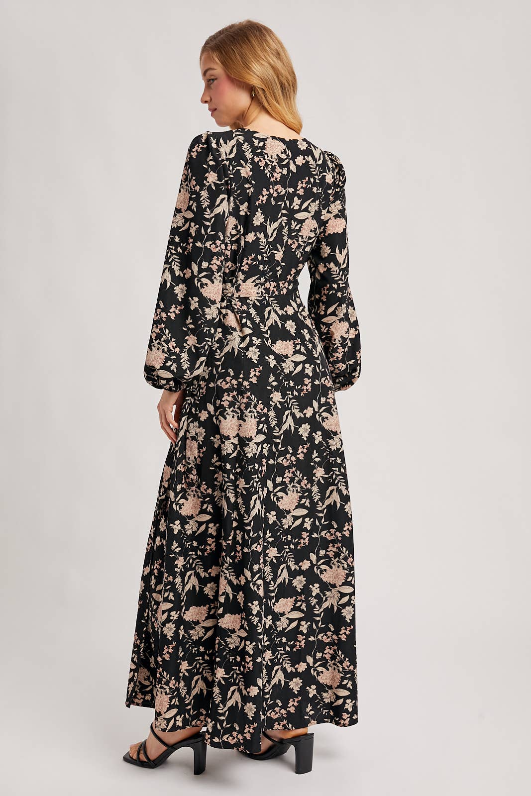 FLORAL PRINT WRAP MAXI DRESS