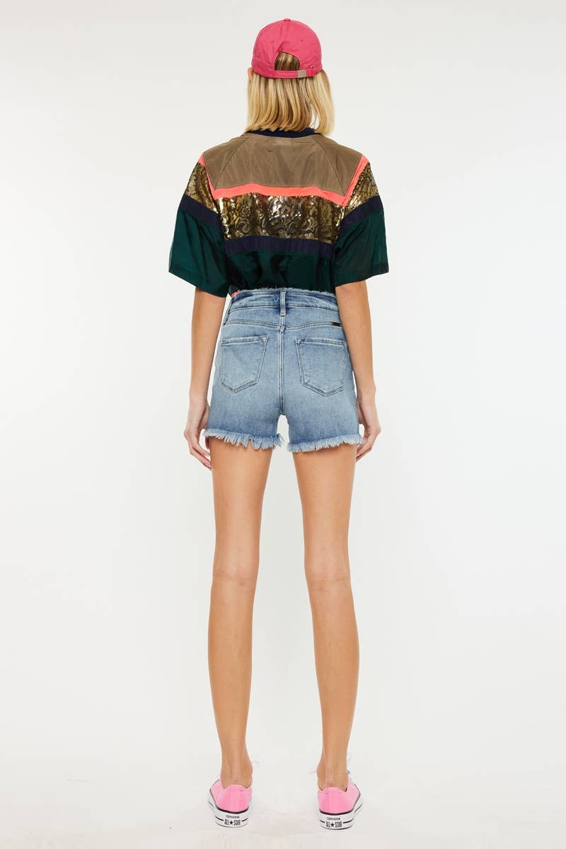 Denim Cross Button Shorts