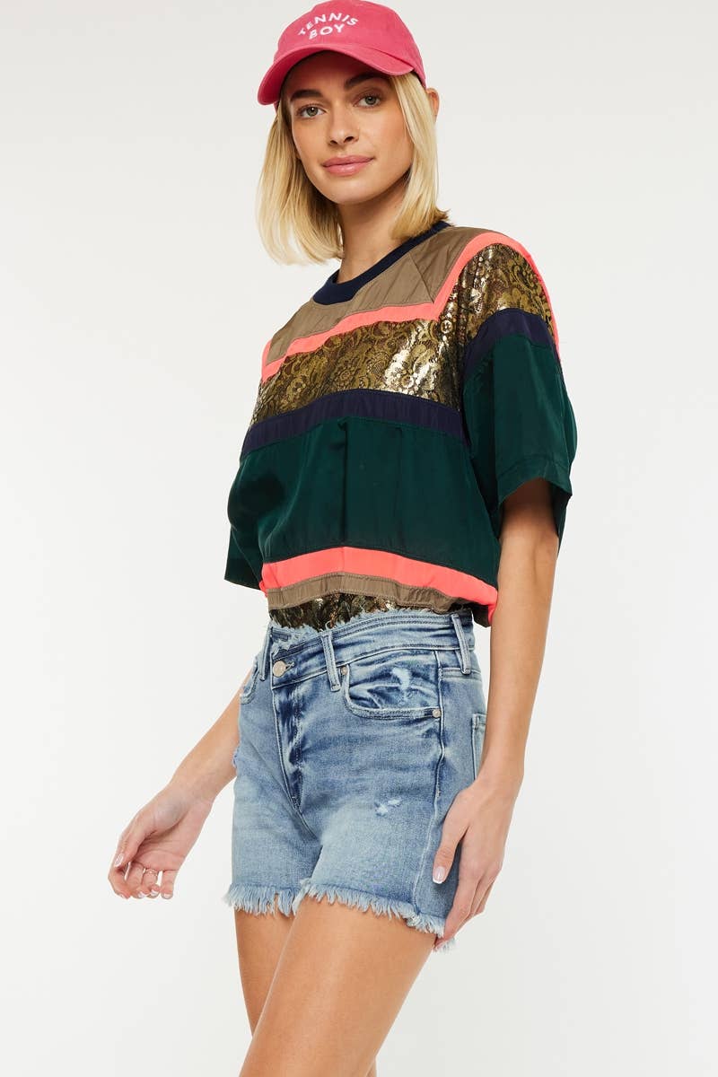 Denim Cross Button Shorts