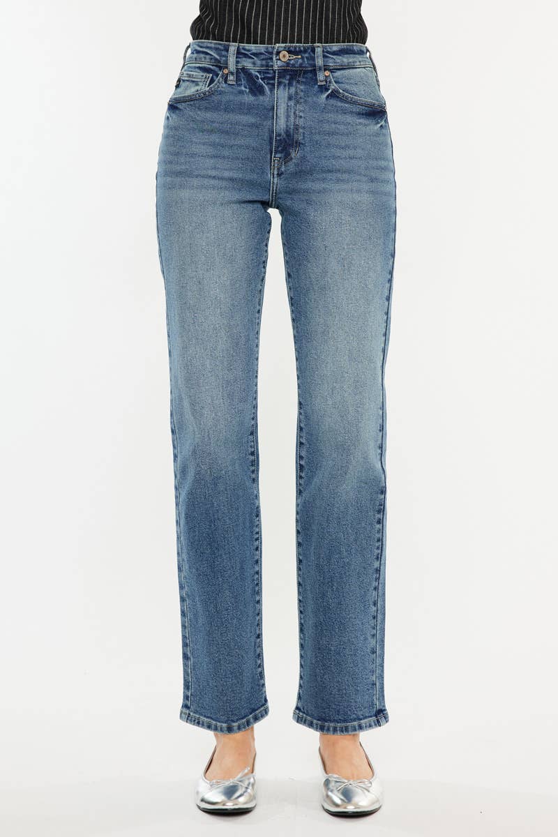 KanCan High Rise Straight Leg Jeans - Whimsical Details - denim, pants