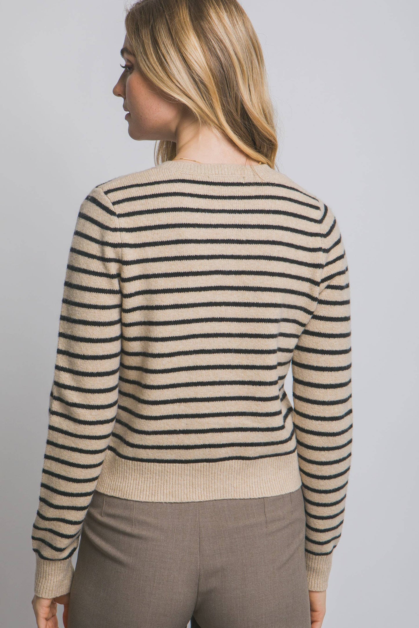 Striped Crew Neck Cardigan