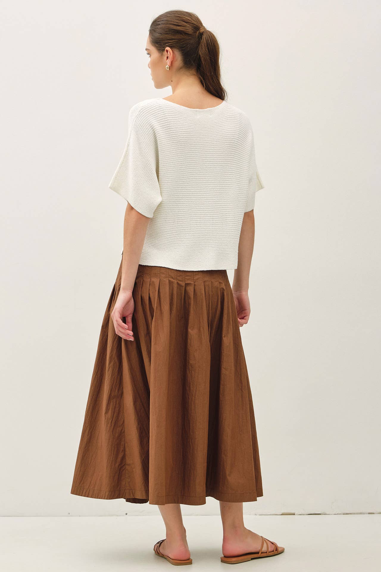 HORIZONTAL RIBBED DOLMAN SWEATER TOP
