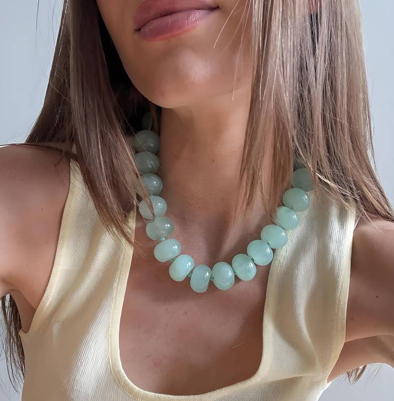 Judy Chunky Beaded Natural Swirl Statement Necklace