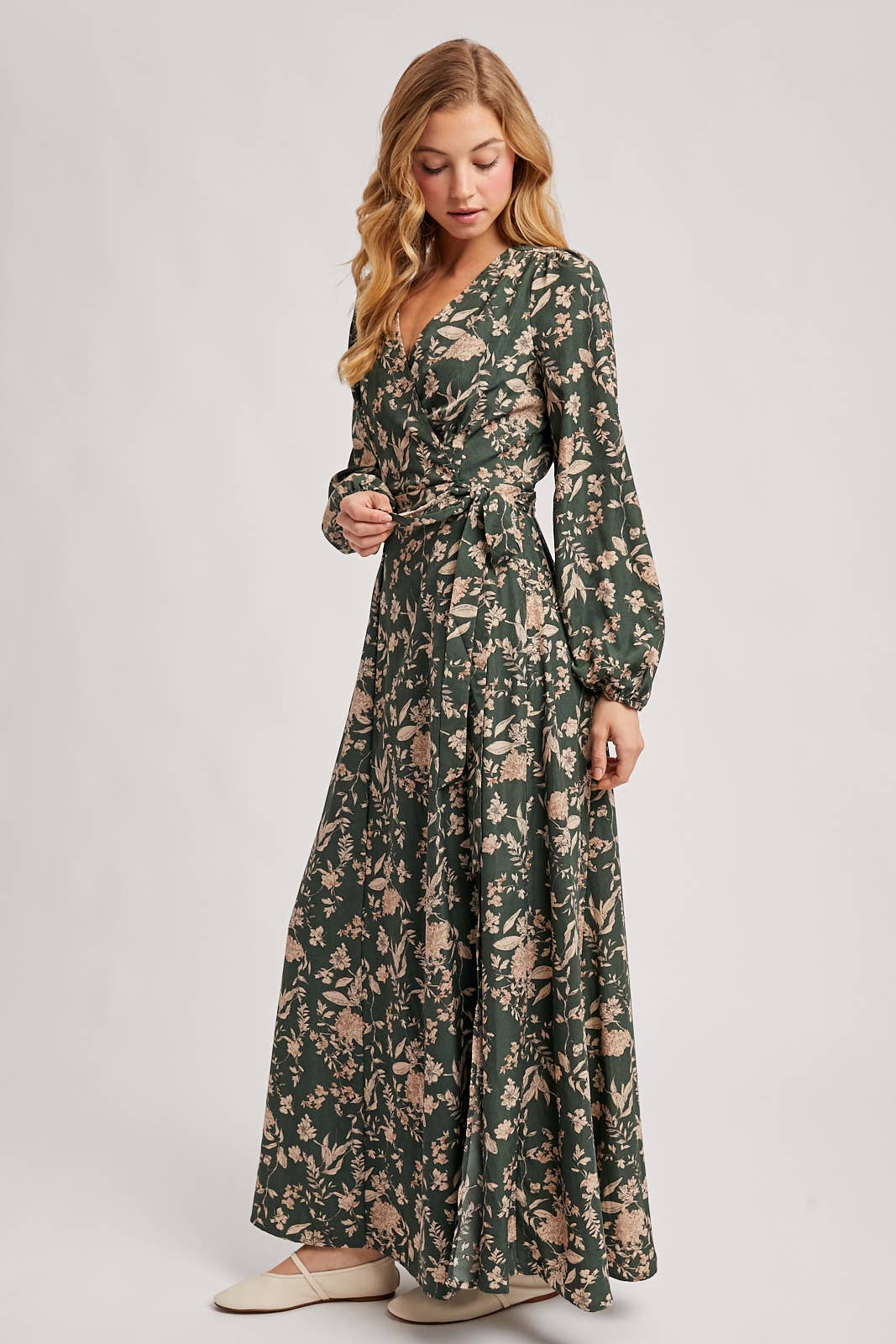 FLORAL PRINT WRAP MAXI DRESS