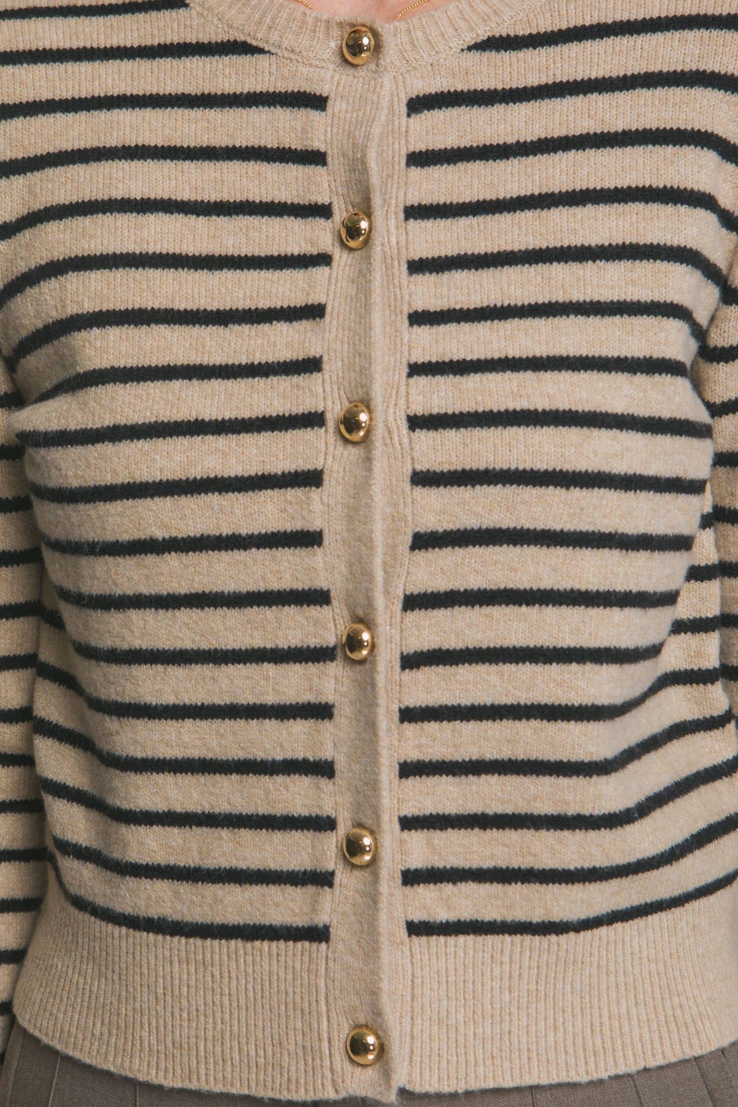 Striped Crew Neck Cardigan