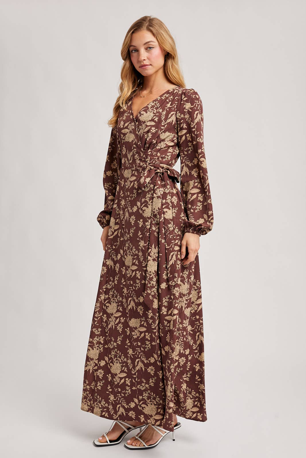 FLORAL PRINT WRAP MAXI DRESS
