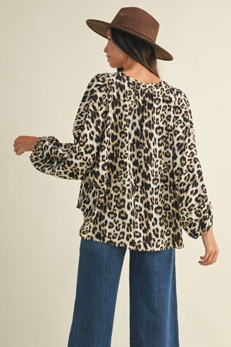 Leopard Print Loose Fit Blouse