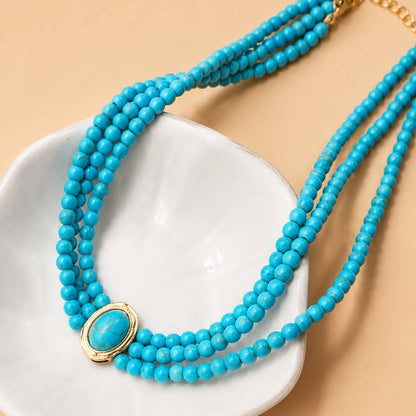 Becky Bohemian Multi Strand Turquoise Bead Necklace