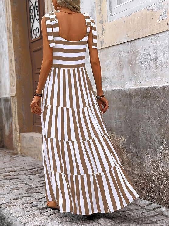 Striped Sleeveless Maxi Dress