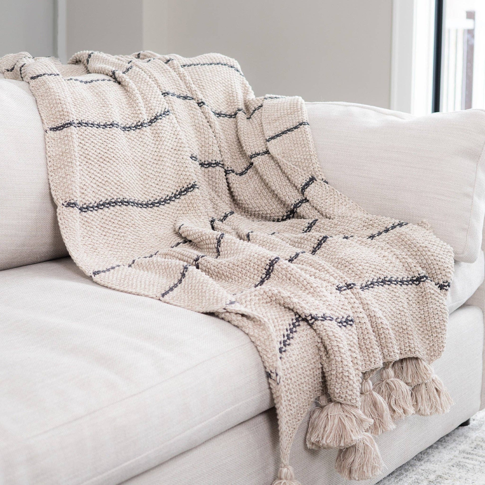 Recycled Cotton Decorative Throw Blanket - Whimsical Details - []