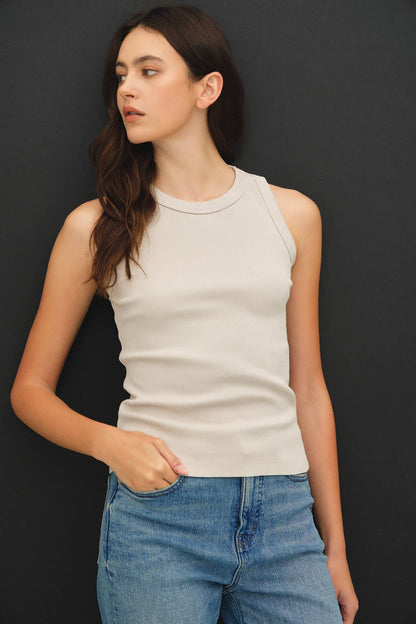 Cotton Garment Dyed Round Neck Tank