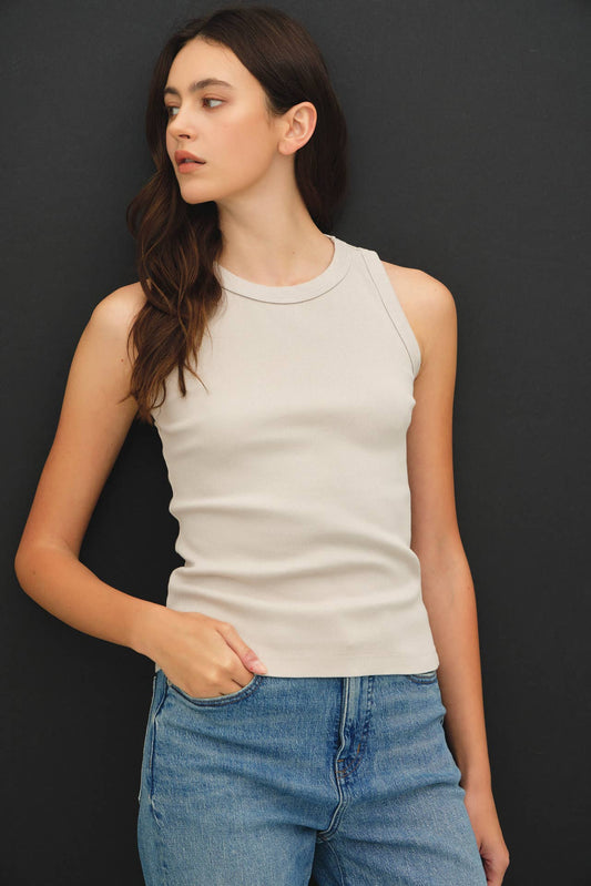 Cotton Garment Dyed Round Neck Tank