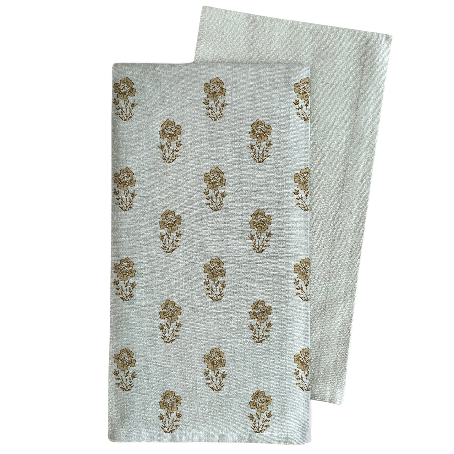 Gold Block Print Tea Towel - Whimsical Details - ["dish towel","tea towel"]