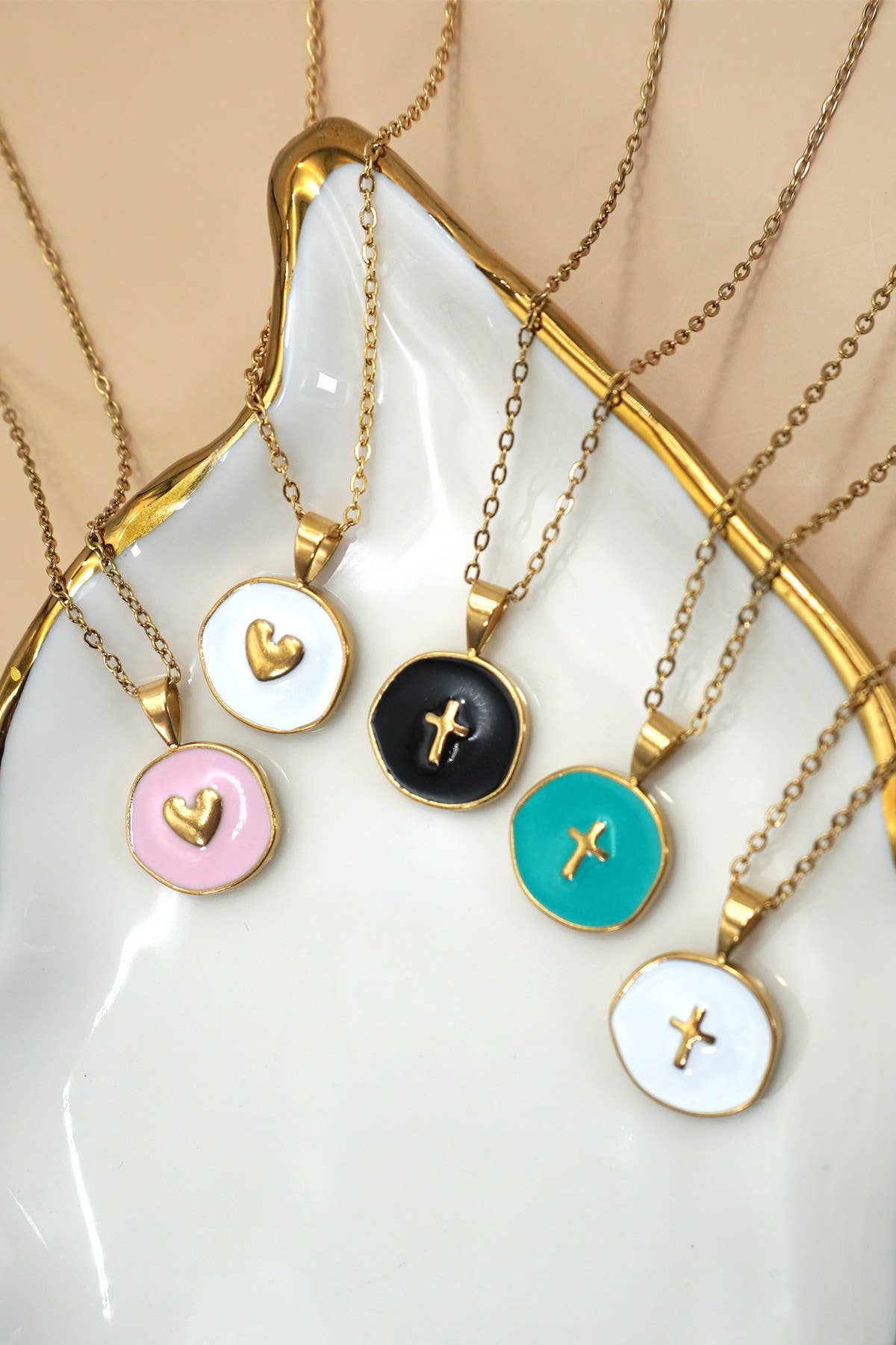 GRACE 18K STAINLESS STEEL TARNISH FREE CROSS NECKLACE - Whimsical Details - ["black necklace","cross necklace","gold","necklace"]