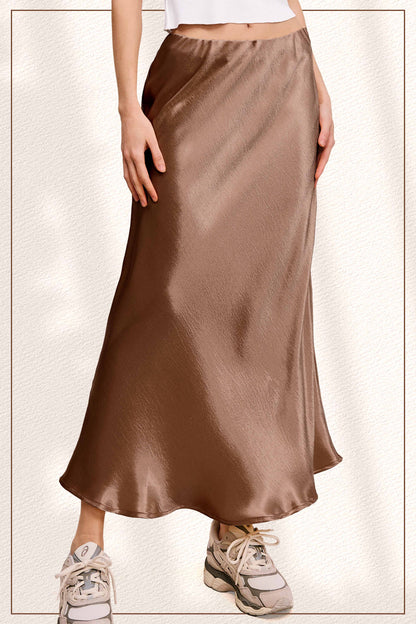 Dressy Satin Long Panel Silhouette Skirt