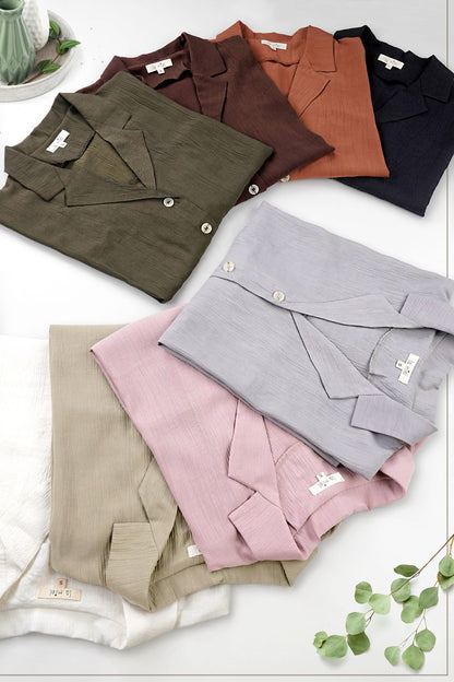 Lightweight Solid Button Down V-neck Shirts