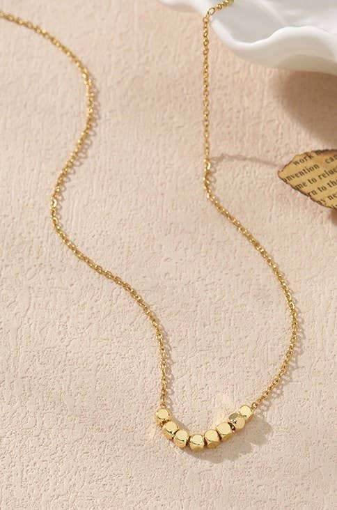 OLIVIA TITANIUM  STEEL NON-TARNISH CLASSIC CUBE NECKLACE - Whimsical Details - ["cube necklace","gold","necklace"]