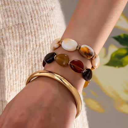 Laurie Multi Acrylic Facet Gold Bracelet Set