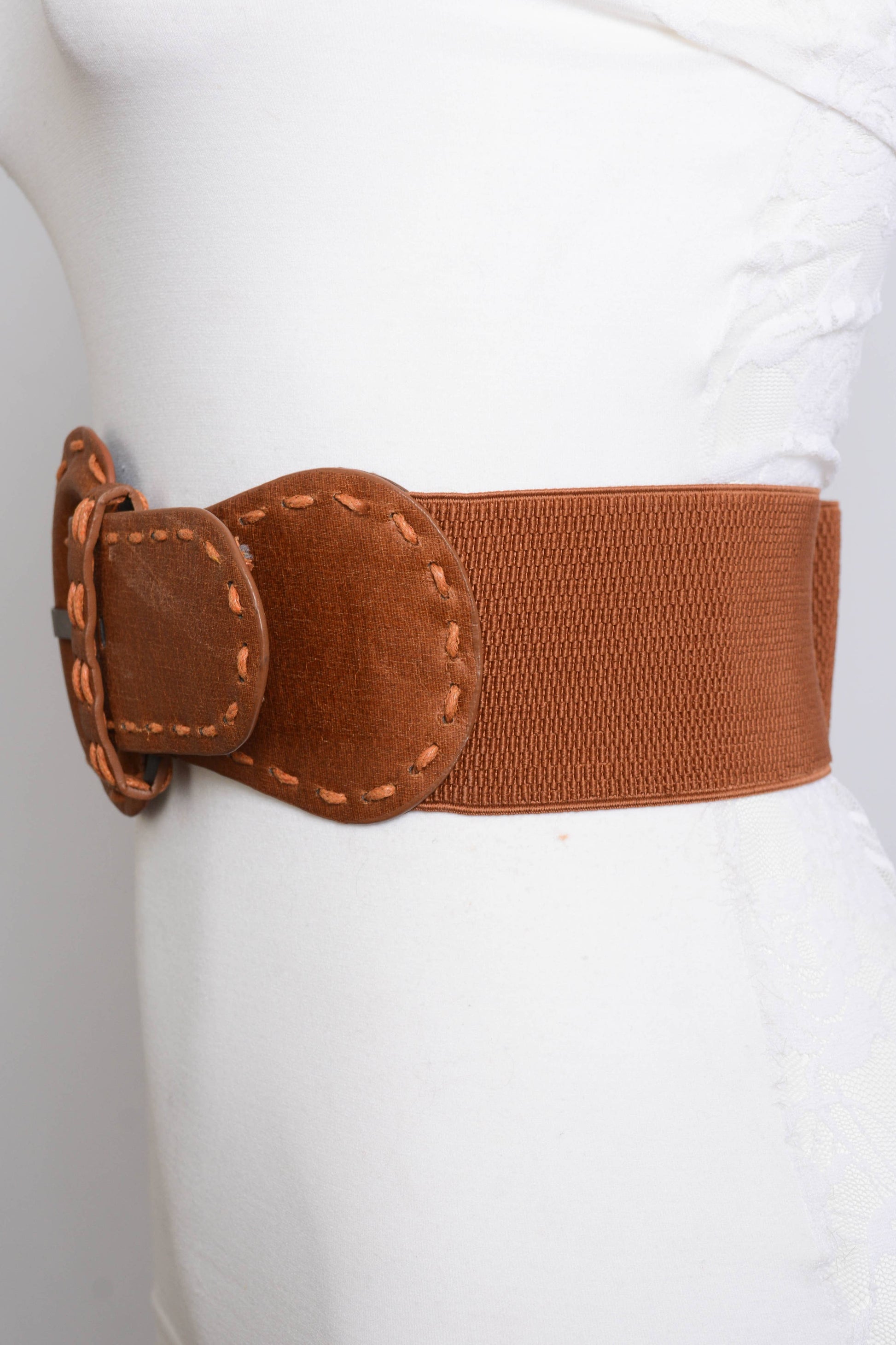 Distressed Look Wide Stitch Belt - Whimsical Details - 