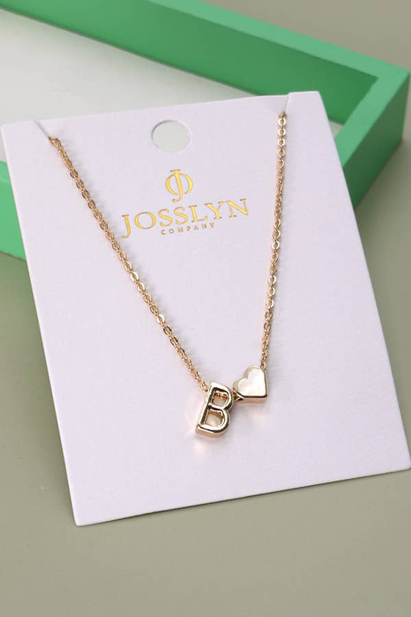 Brass Monogram Initial Heart Necklace