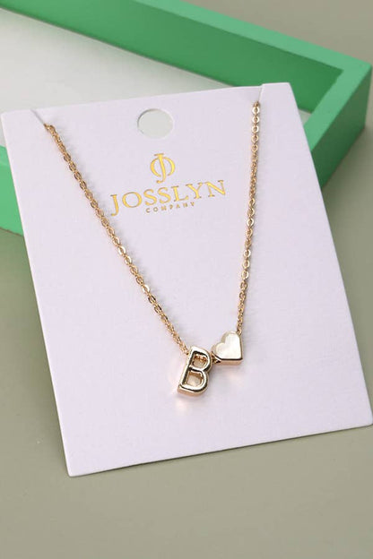 Brass Monogram Initial Heart Necklace