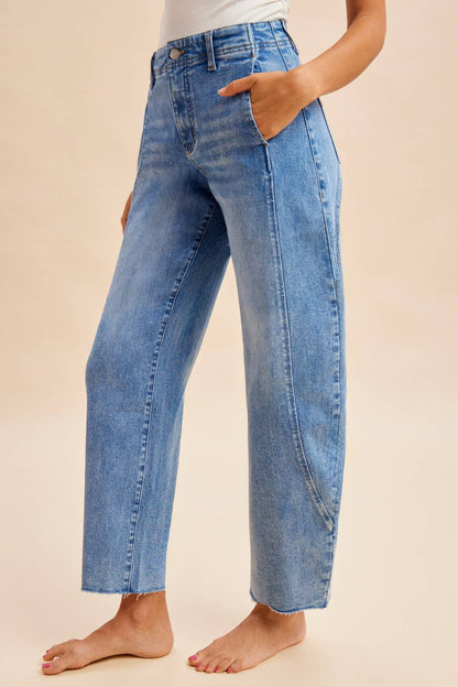 Comfy Tummy Control Stretch Barrel Leg Tapered Jeans