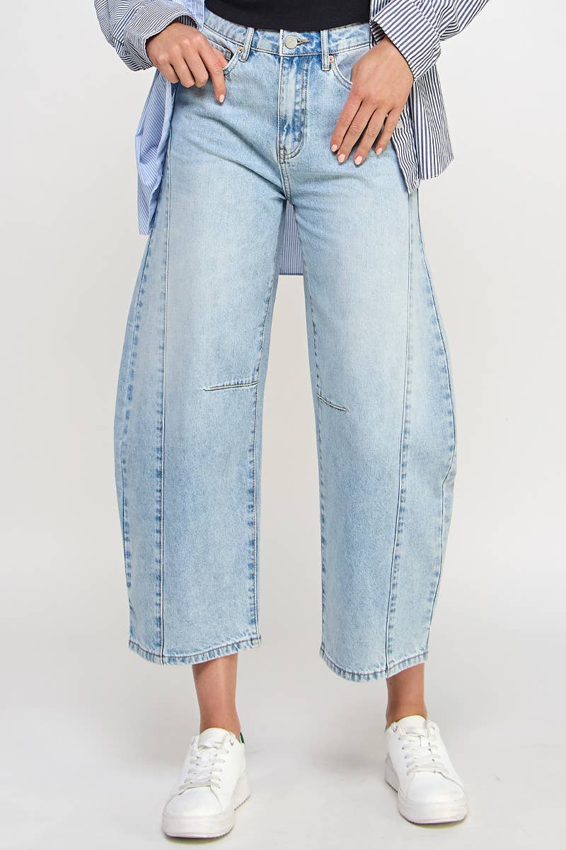 HIGH RISE BAGGY BARREL JEANS - Whimsical Details - ["baggy","barrel jeans","trendy"]