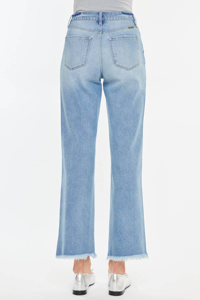 High Rise Slim Wide Leg Medium Wash Jeans