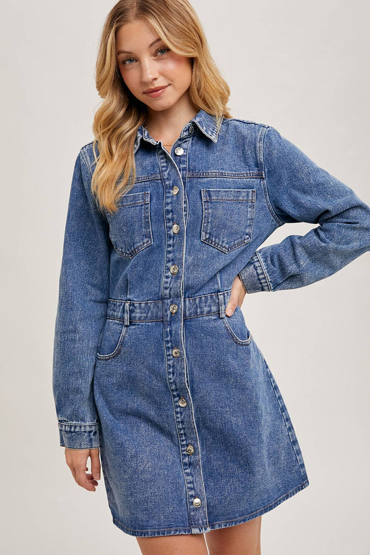 Denim Button Down Mini Dress