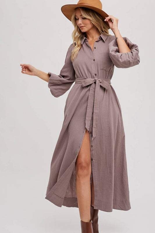 Bubble Sleeve Midi Dress - Whimsical Details - summer, transition