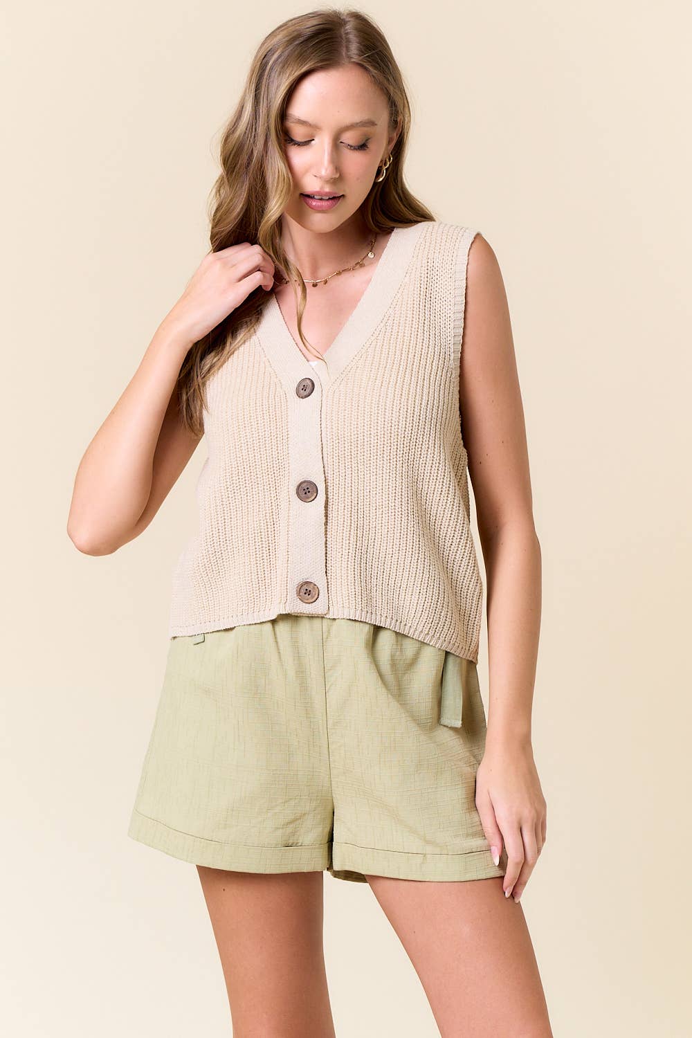 V-Neck Button Down Sweater Vest