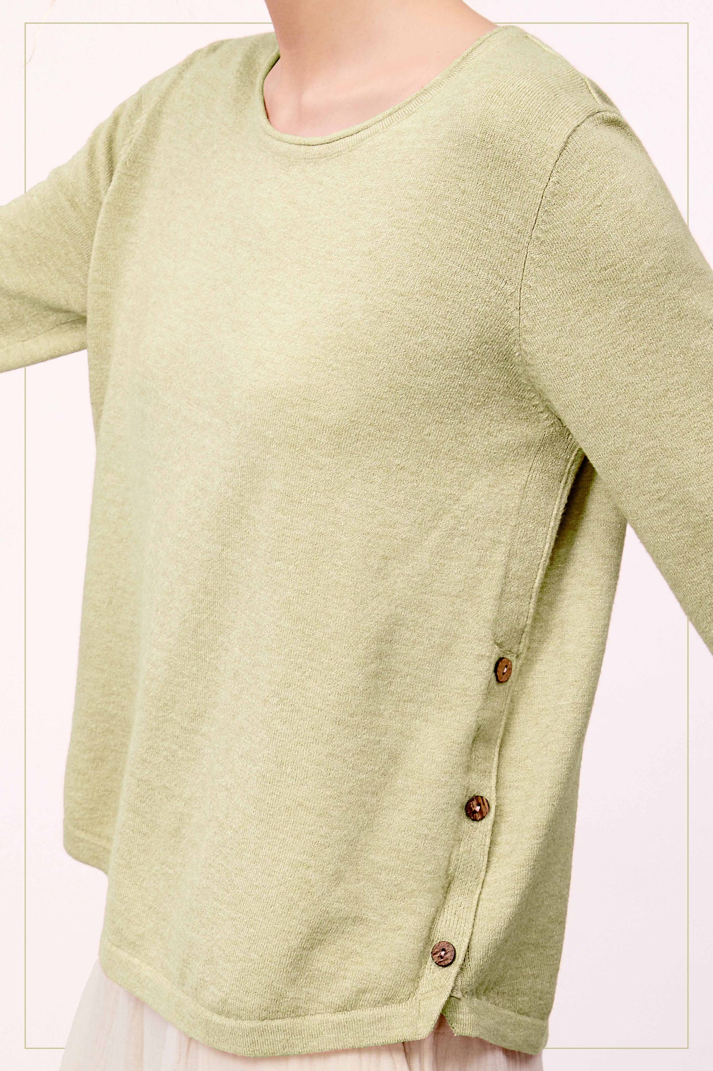 Super Soft Rolled Hem Side Button Stretchy Knit Top