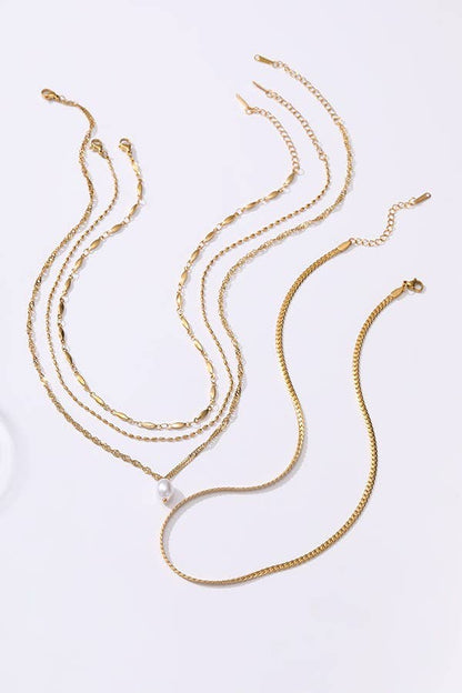 NELLY 18K STAINLESS STEEL TARNISH FREE LAYERED NECKLACE - Whimsical Details - ["gold","gold necklace","layered necklace","necklace","pearl"]