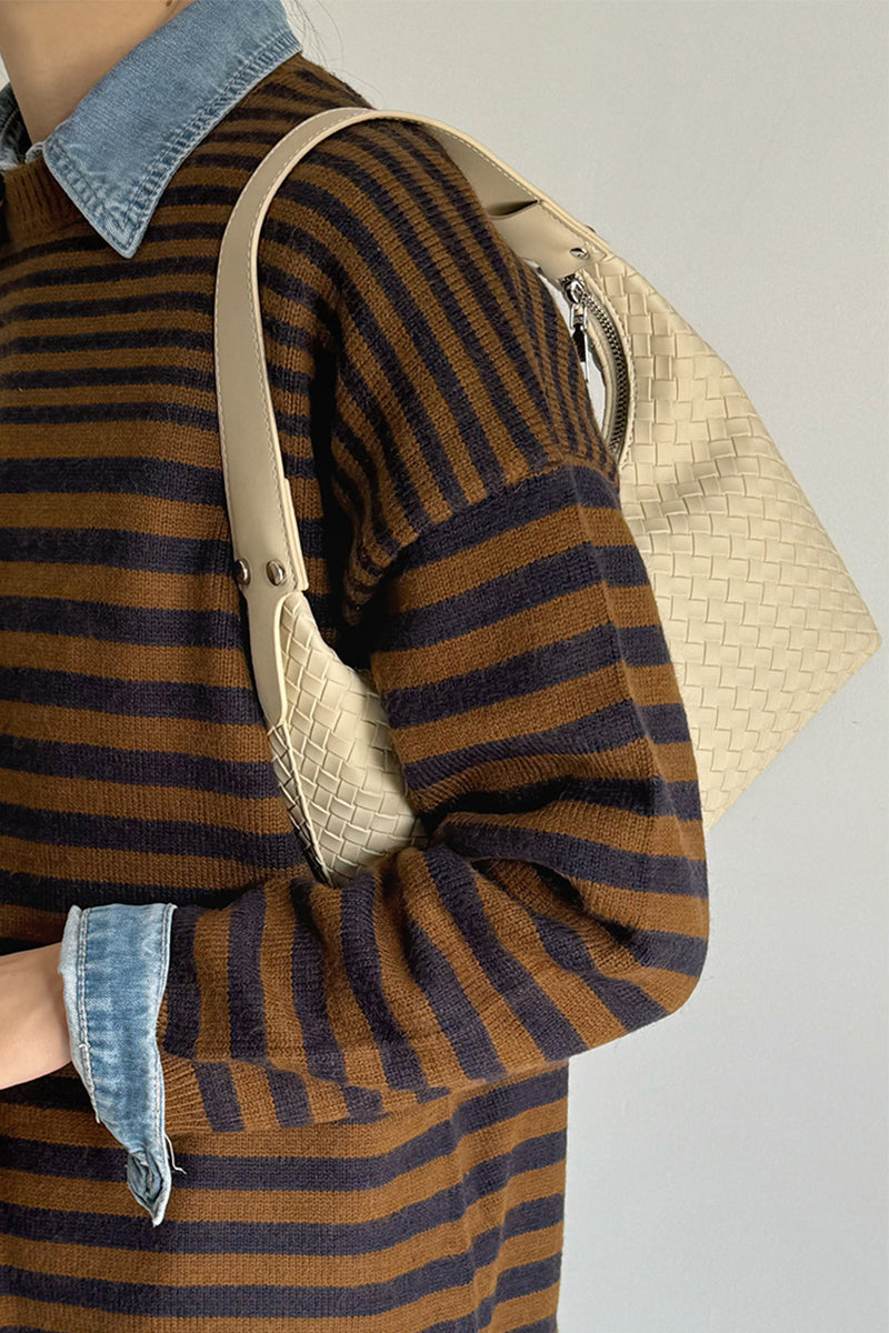 Woven weave underarm shoulder bag - Whimsical Details - ["bag","handbag","vegan leather","woven purse"]