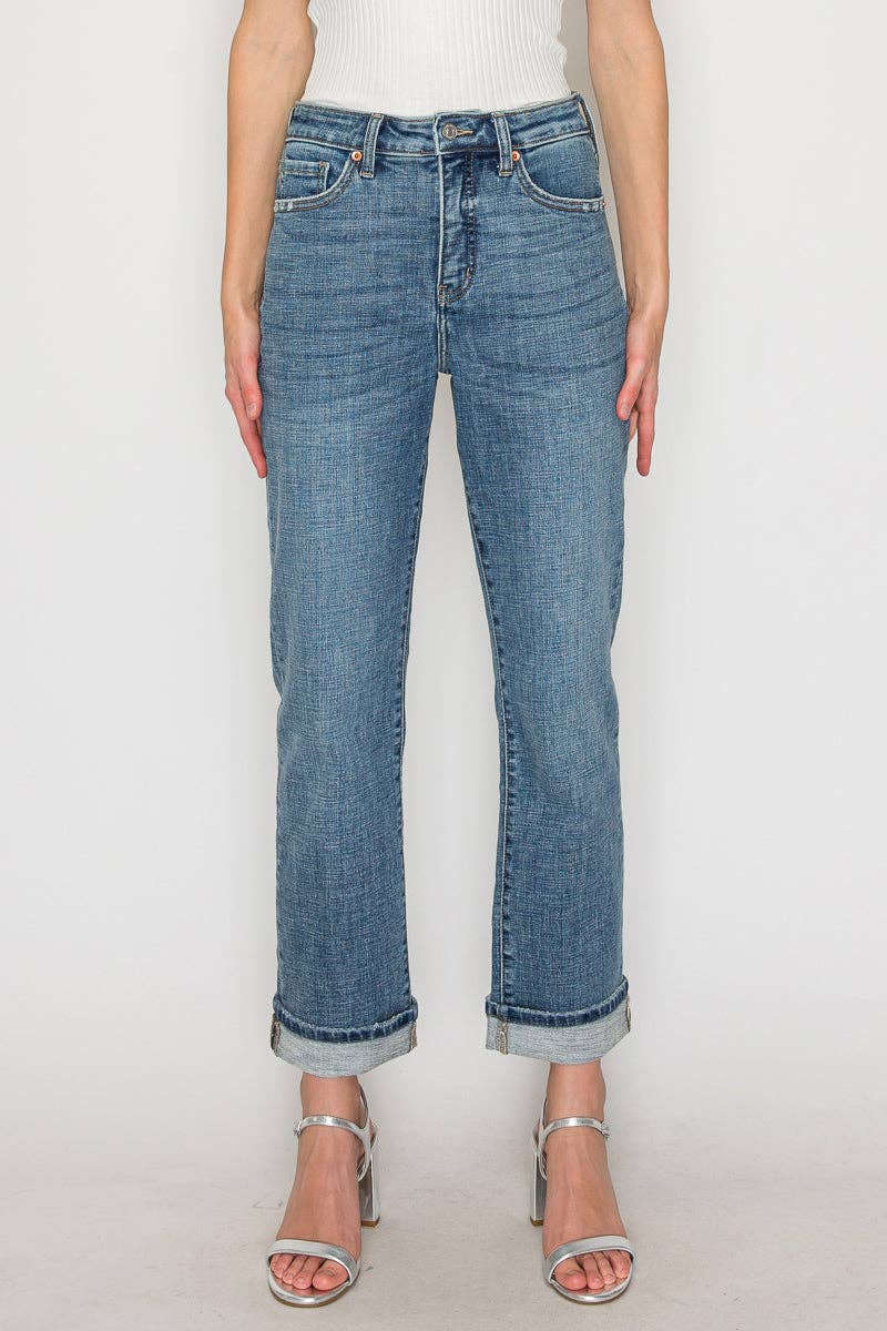 Tummy Control High Rise Slim Straight Jeans