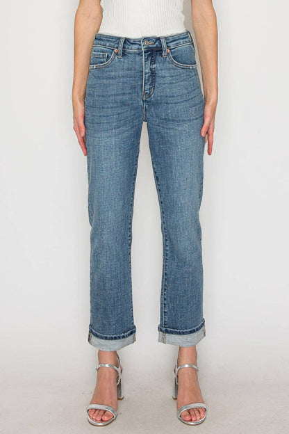 Tummy Control High Rise Slim Straight Jeans
