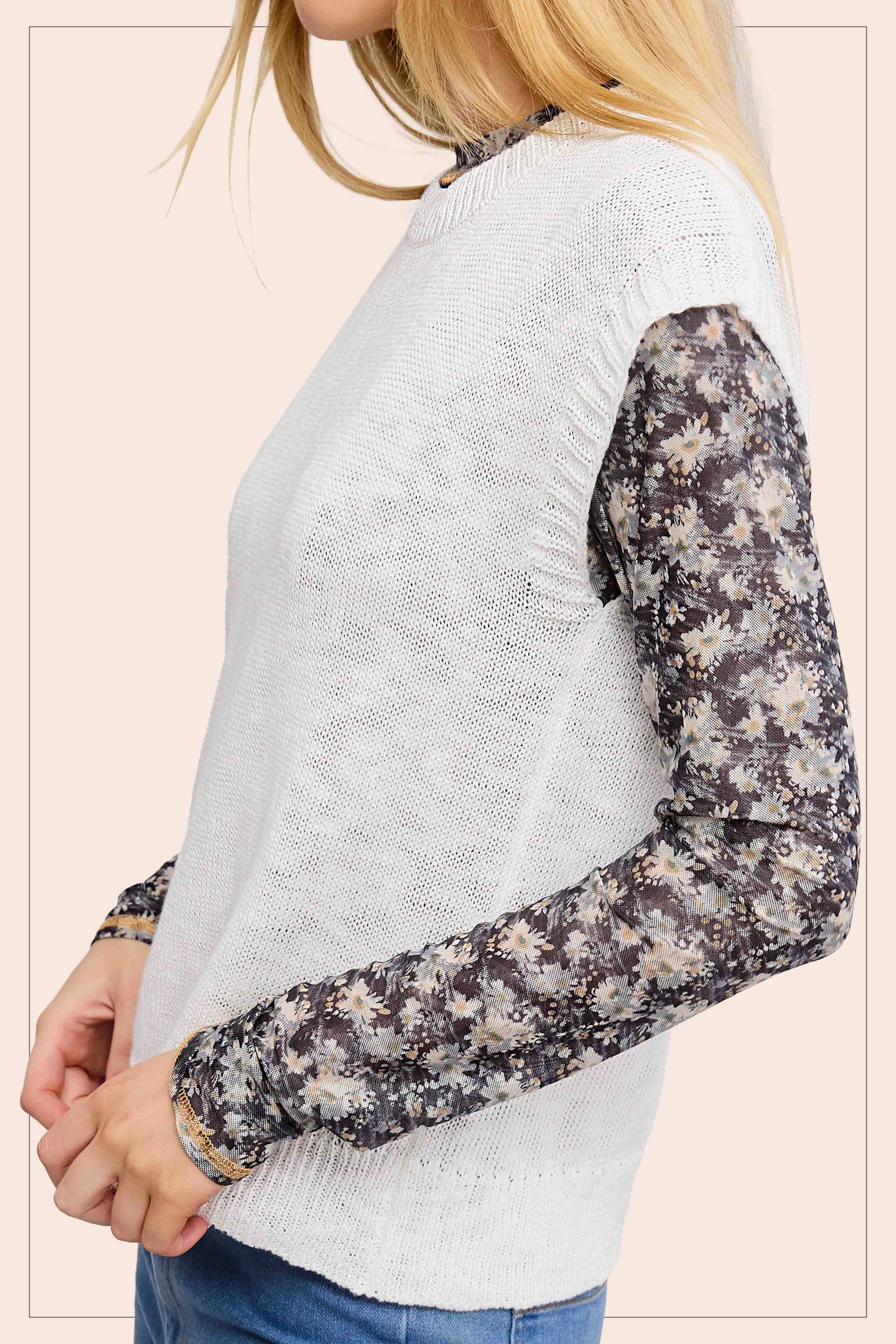Loose Fit Sleeveless Ribbed Knit Crew Neck Top - Whimsical Details - ["Milk","sweater Tank","tank","tank top"]