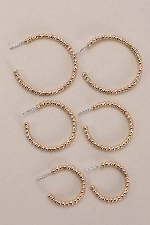 JEANIE BALL HOOP TRIO IN 3 SIZE EARRINGS - Whimsical Details - ["earrings","gold","hoops"]