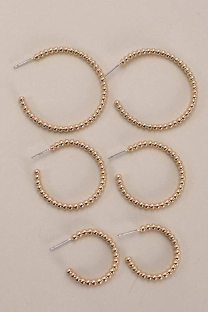 JEANIE BALL HOOP TRIO IN 3 SIZE EARRINGS - Whimsical Details - ["earrings","gold","hoops"]