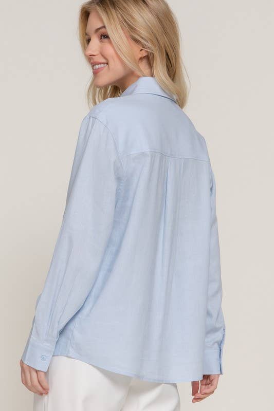 Long Sleeve Linen Blend Shirt