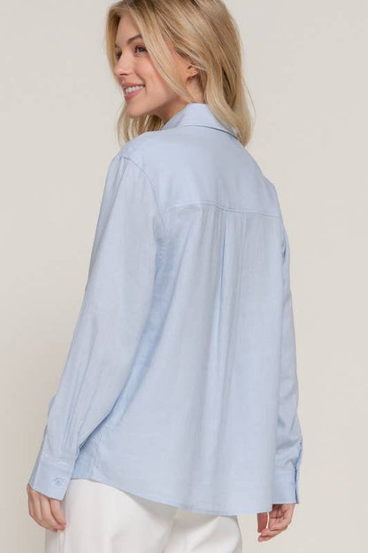 Long Sleeve Linen Blend Shirt