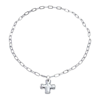 Kara Notable hammered Cross Necklace with Front Toggle
