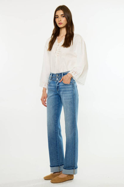 Mid Rise True Straight Jeans