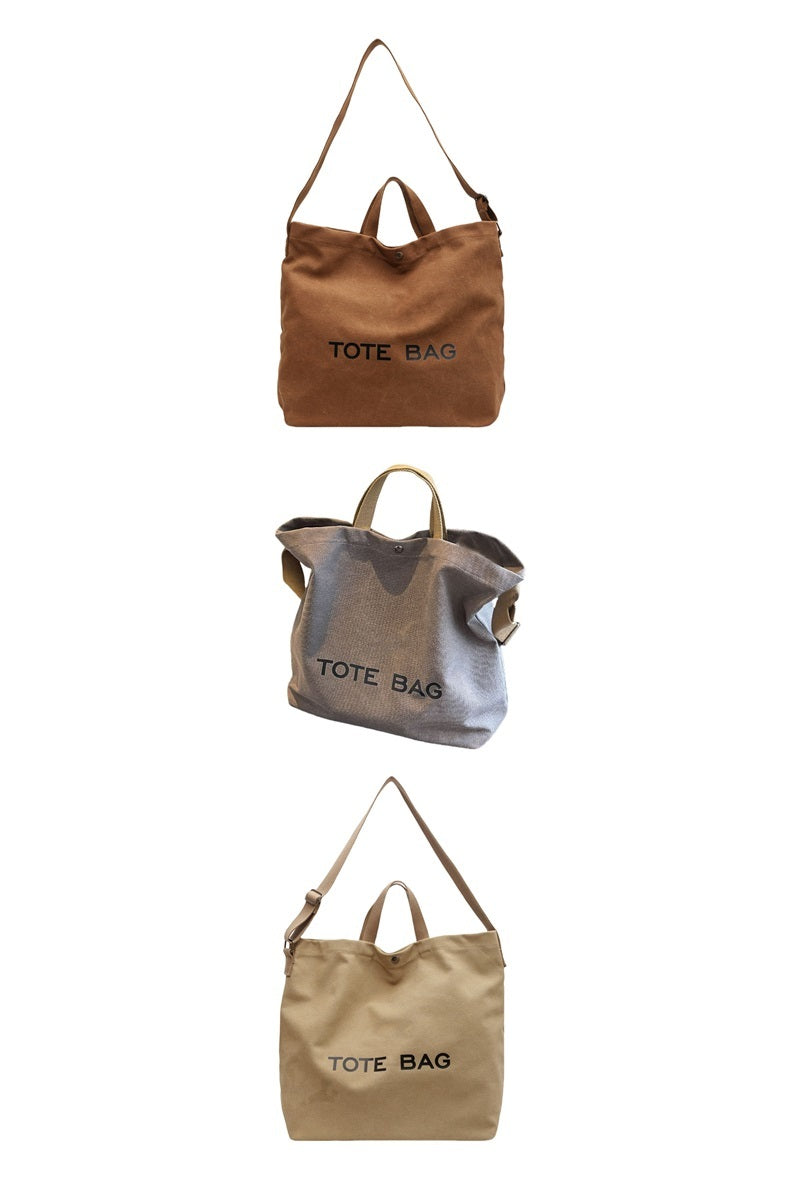 Minimalist large capacity canvas shoulder tote bag - Whimsical Details - ["minimal","simple","totebag"]