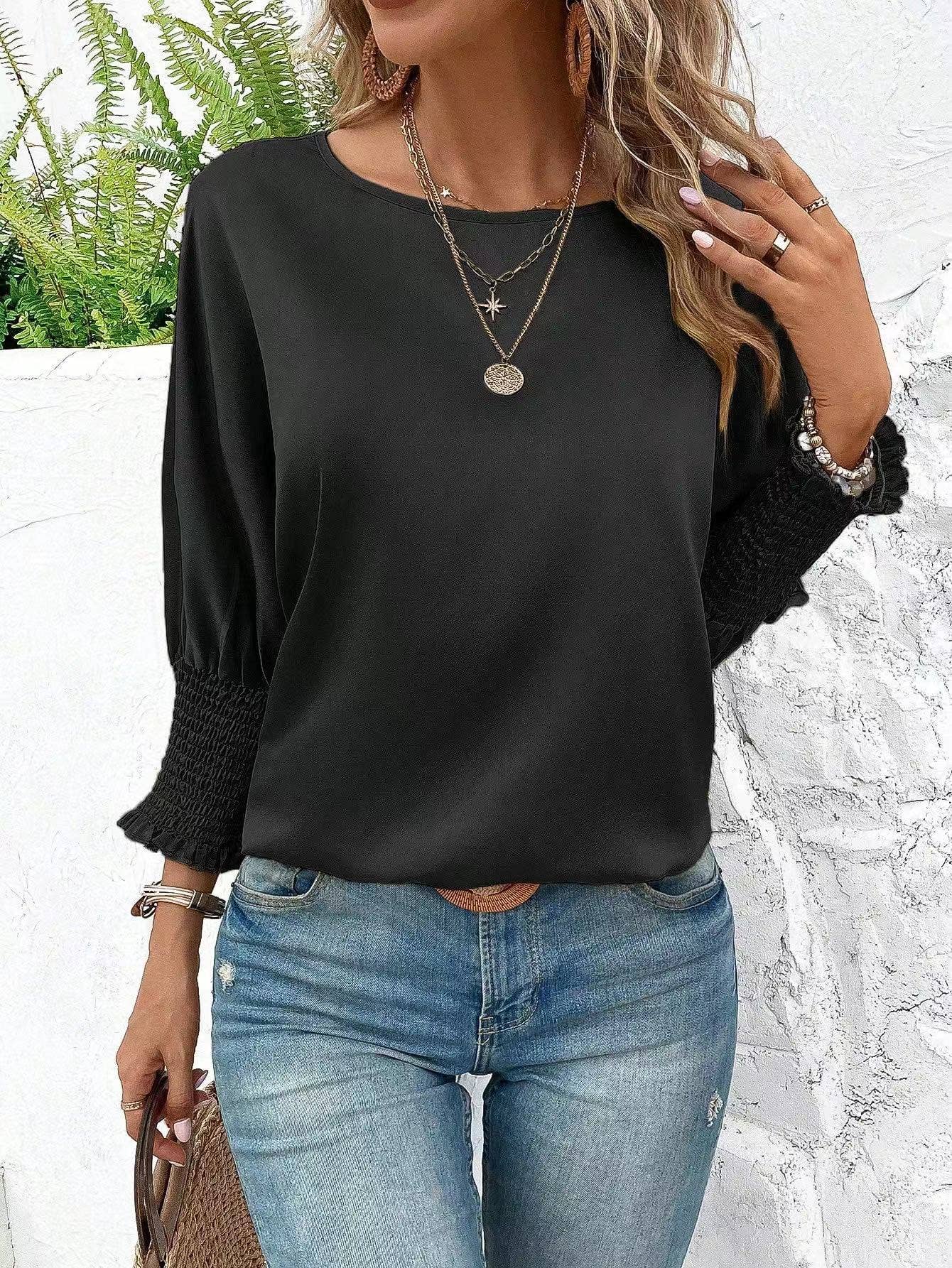 Long Sleeve Satin Blouse