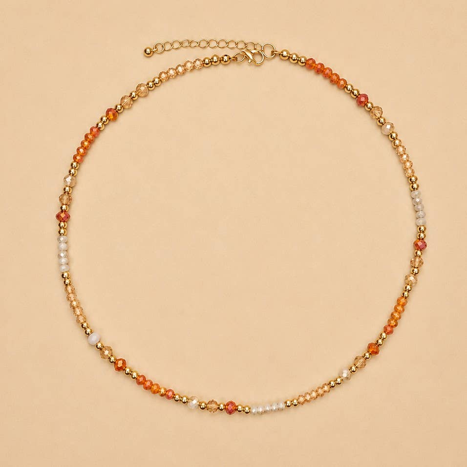 Ella Faceted Glass Bead & Gold Accent Beaded Necklace