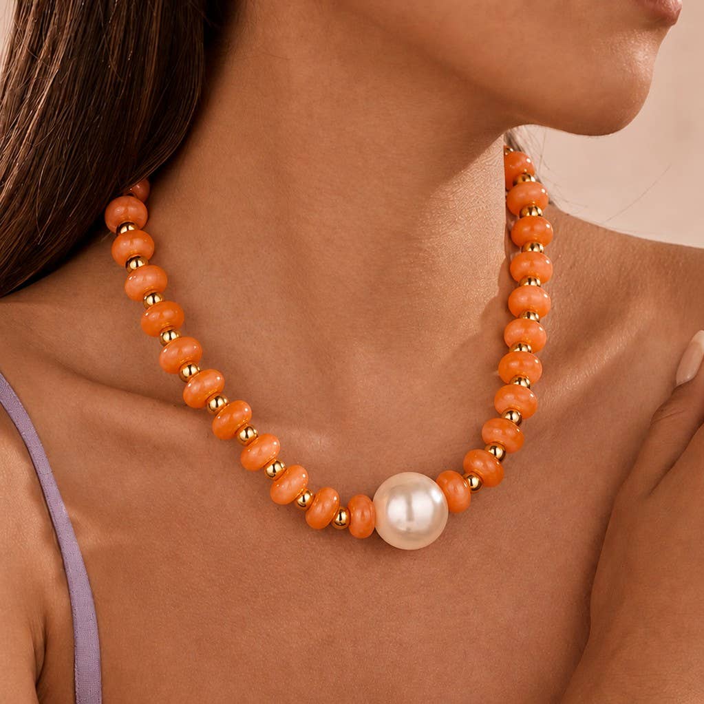 Terri Pearl Pendant Resin Beaded Necklaces | 40NK9751