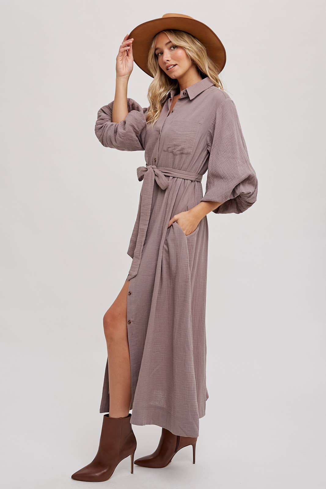 Bubble Sleeve Midi Dress - Whimsical Details - summer, transition