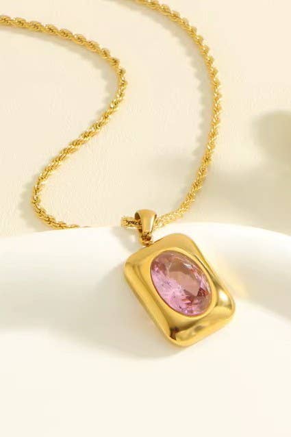 MACIE 18K STAINLESS STEEL TARNISH FREE RHINE NECKLACE