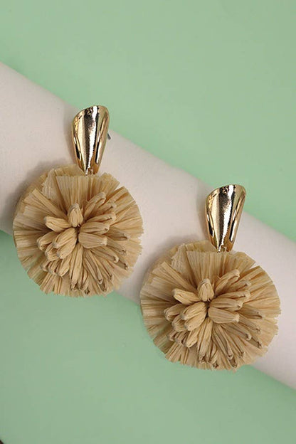 Amanda Raffia Flower Drop Earrings